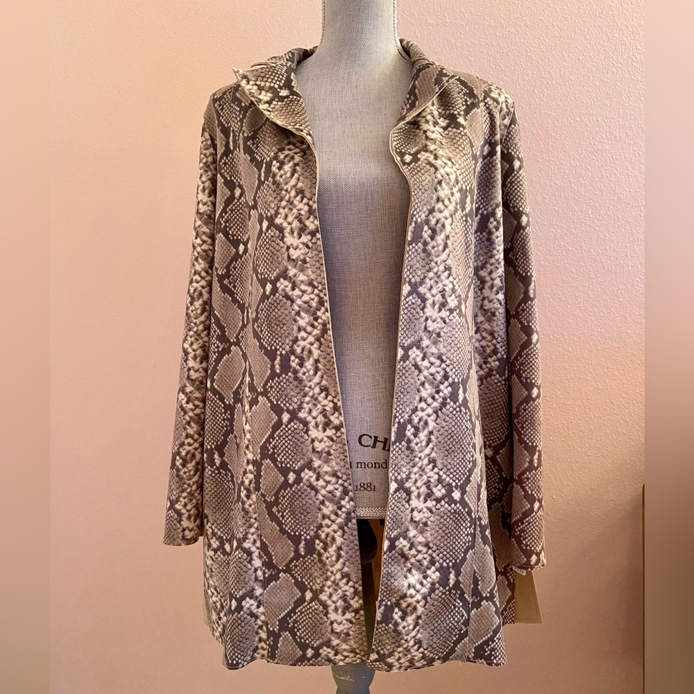 NEW Premise Grey & Cream Faux Suede Snakeskin Print Jacket NWT MSRP $98